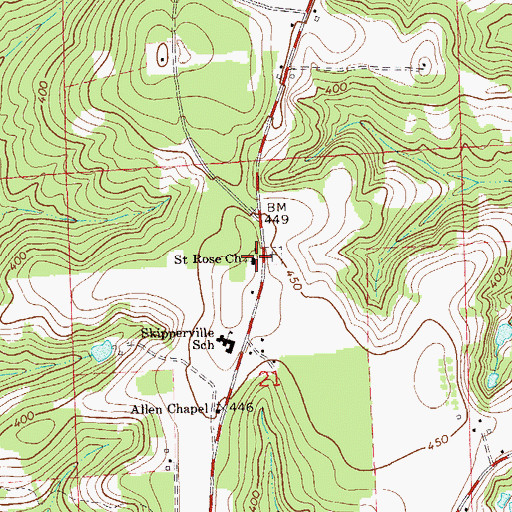 Topographic Map of Saint Rose Church, AL