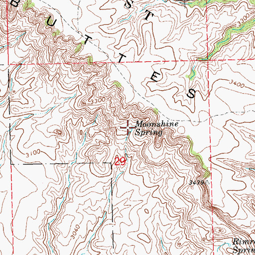 Topographic Map of Moonshine Spring, SD