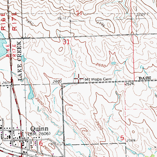 Topographic Map of Mount Hope Cemetery, SD