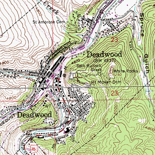 Topographic Map of Mount Moriah Cemetery, SD