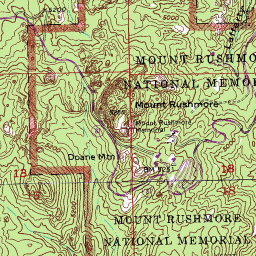 Topographic Map of Mount Rushmore Memorial, SD
