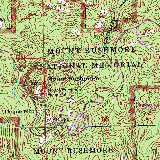 Topographic Map of Mount Rushmore National Memorial, SD
