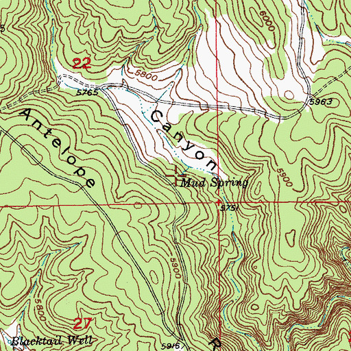 Topographic Map of Mud Spring, SD