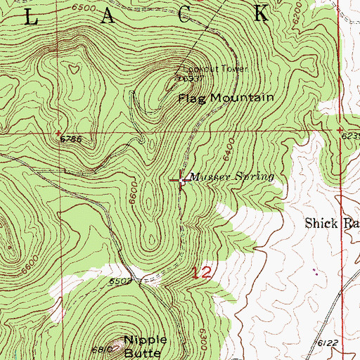 Topographic Map of Musser Spring, SD