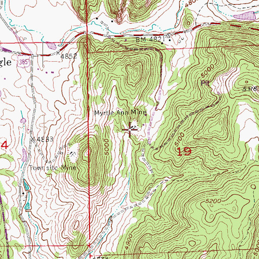 Topographic Map of Myrtle Ann Mine, SD
