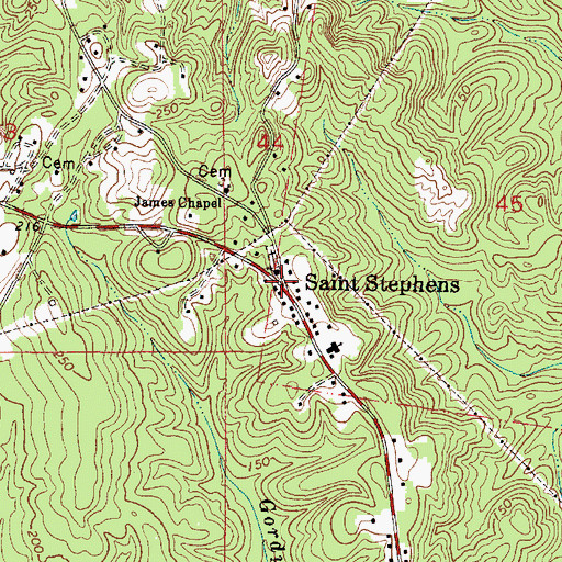 Topographic Map of Saint Stephens, AL