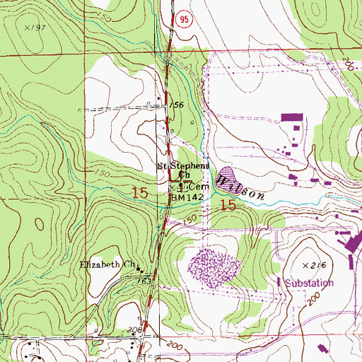 Topographic Map of Saint Stephens Church, AL