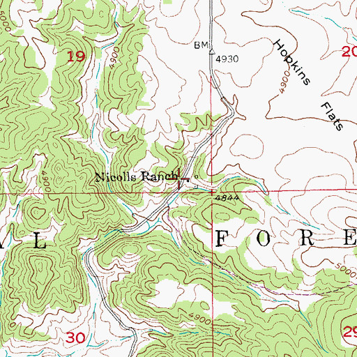 Topographic Map of Nicolls Ranch, SD