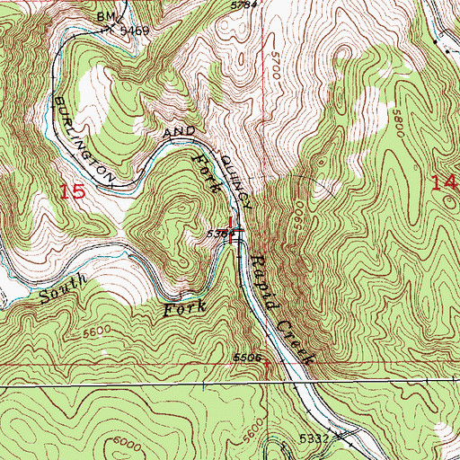 Topographic Map of North Fork Rapid Creek, SD