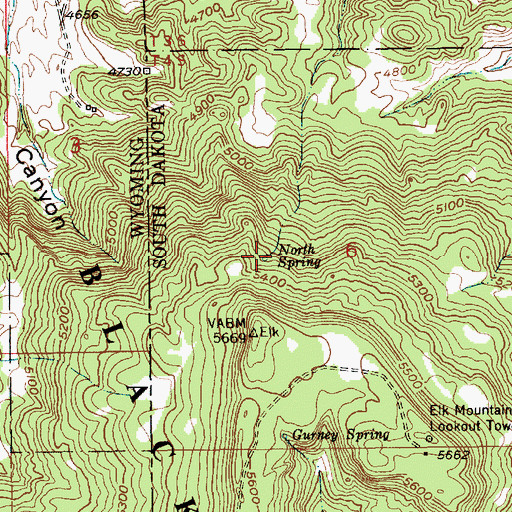 Topographic Map of North Spring, SD