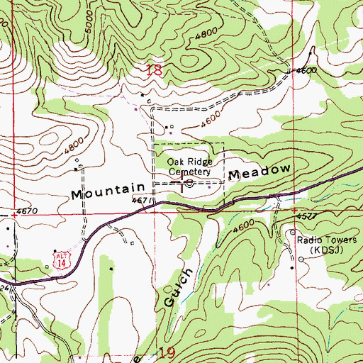Topographic Map of Oak Ridge Cemetery, SD