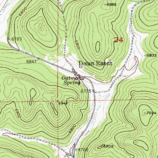 Topographic Map of Oatman Spring, SD