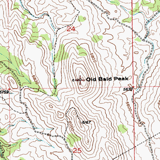 Topographic Map of Old Bald Peak, SD