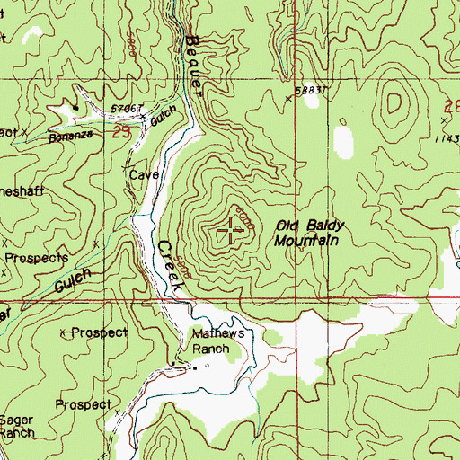 Topographic Map of Old Baldy Mountain, SD