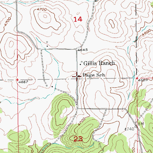Topographic Map of Page School, SD