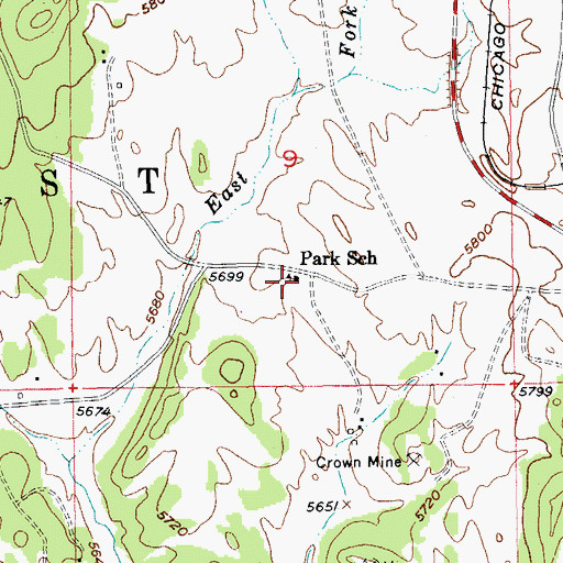 Topographic Map of Park School, SD