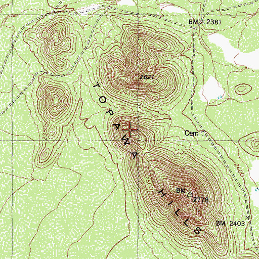 Topographic Map of Topawa Hills, AZ