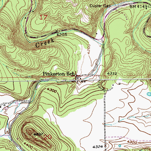 Topographic Map of Pinkerton School, SD