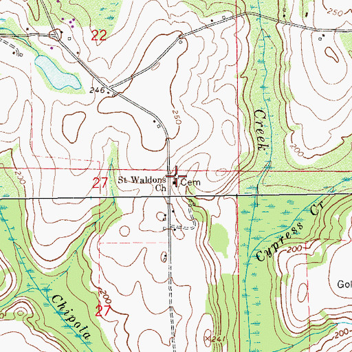 Topographic Map of Saint Waldons Church, AL