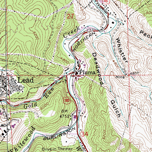 Topographic Map of Pluma, SD