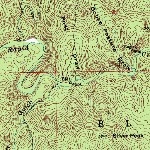 Topographic Map of Post Draw, SD