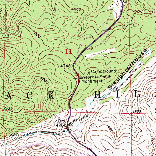 Topographic Map of Preacher Smith Monument, SD
