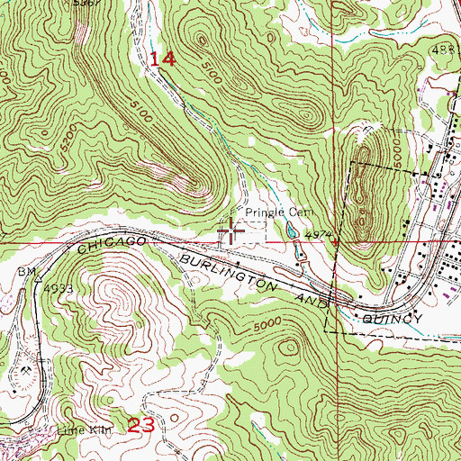 Topographic Map of Pringle Cemetery, SD