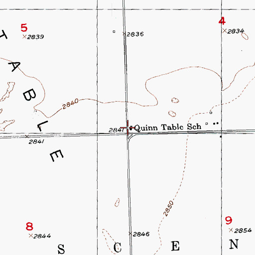 Topographic Map of Quinn Table School, SD