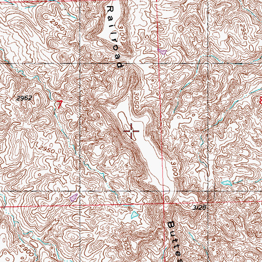 Topographic Map of Railroad Buttes, SD