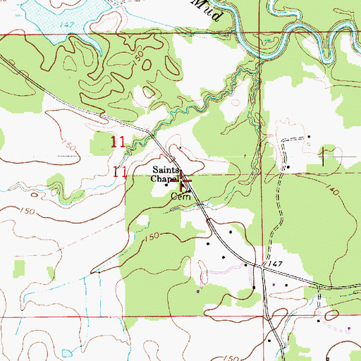 Topographic Map of Saints Chapel, AL