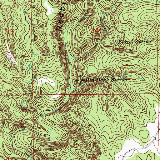 Topographic Map of Red Bank Spring, SD