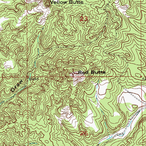 Topographic Map of Red Butte, SD