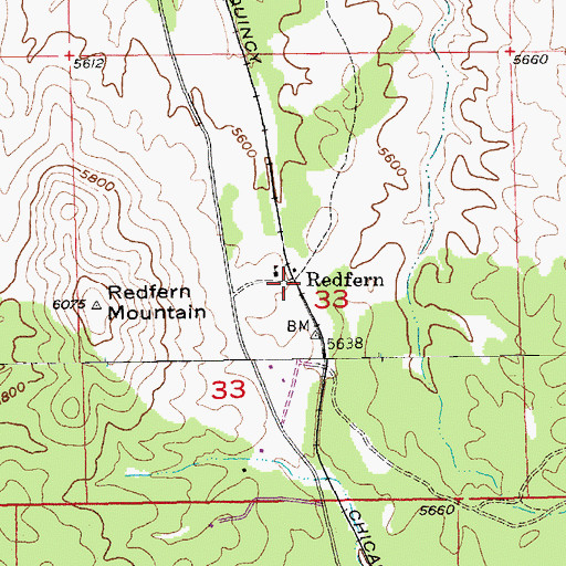 Topographic Map of Redfern, SD
