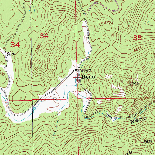 Topographic Map of Reno, SD