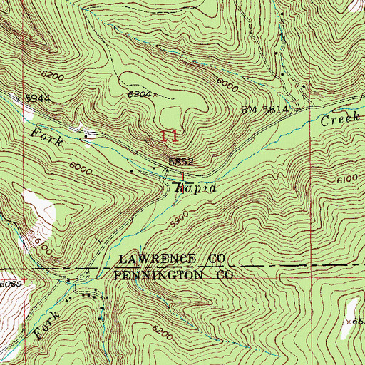 Topographic Map of Rhoads Fork, SD