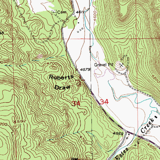 Topographic Map of Roberts Draw, SD