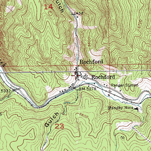Topographic Map of Rochford, SD