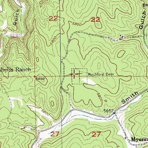 Topographic Map of Rochford Cemetery, SD