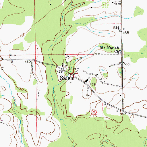 Topographic Map of Salem, AL