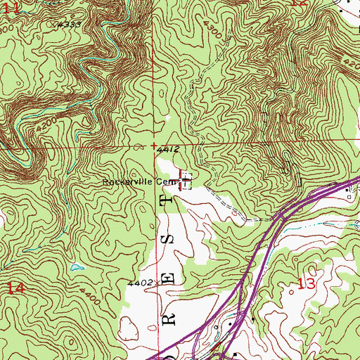 Topographic Map of Rockerville Cemetery, SD