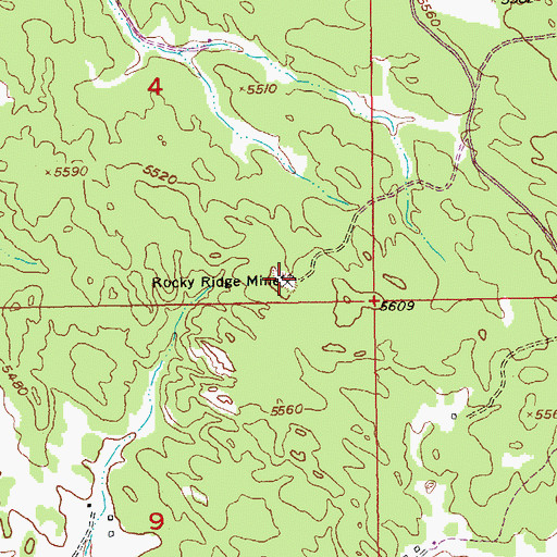 Topographic Map of Rocky Ridge Mine, SD