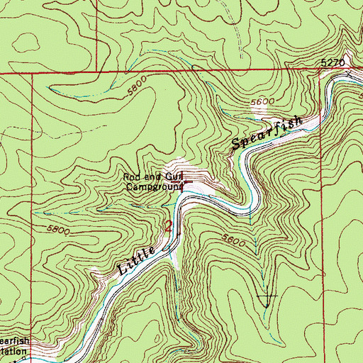 Topographic Map of Rod and Gun Campground, SD