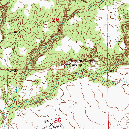 Topographic Map of Rogers Shack Spring, SD