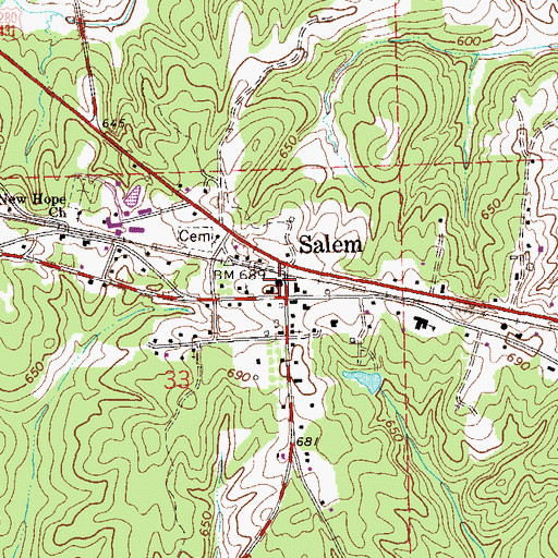 Topographic Map of Salem, AL