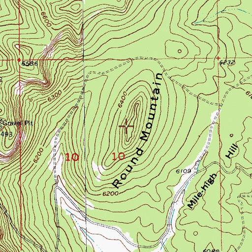 Topographic Map of Round Mountain, SD