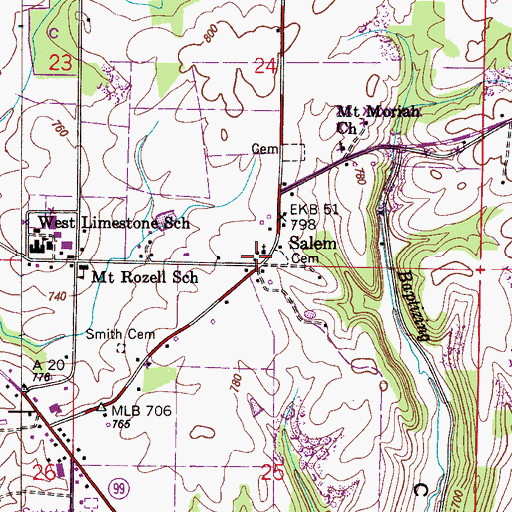 Topographic Map of Salem, AL