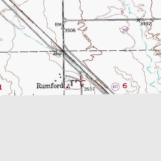 Topographic Map of Rumford, SD