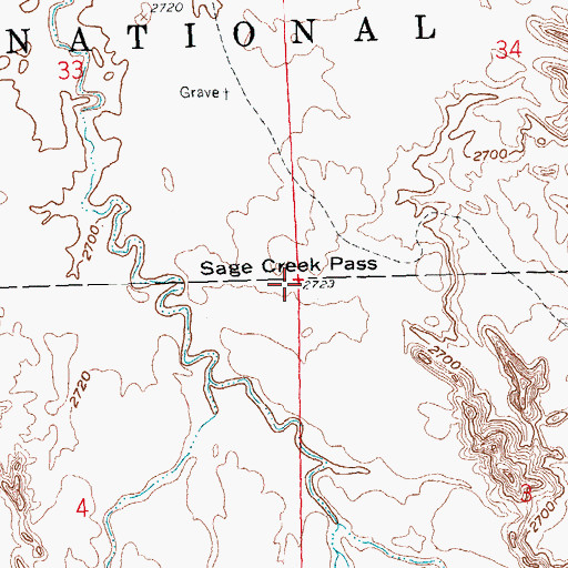 Topographic Map of Sage Creek Pass, SD