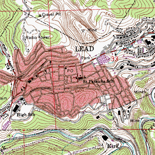 Topographic Map of Saint Patricks School, SD