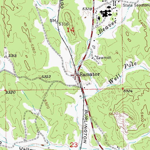 Topographic Map of Sanator, SD